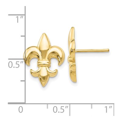 10K Yellow Gold Fleur-De-Lis Stud Earrings – view 4