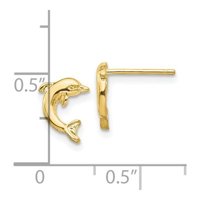 10K Yellow Gold Mini Dolphin Post Earrings – view 4
