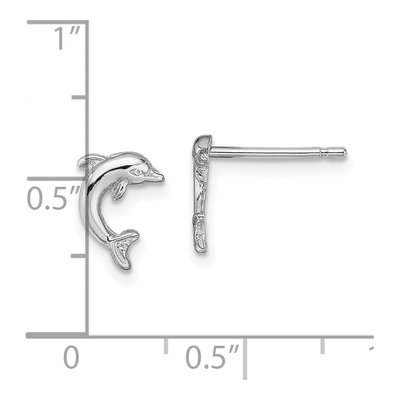 10K White Gold Mini Dolphin Stud Earrings – view 3