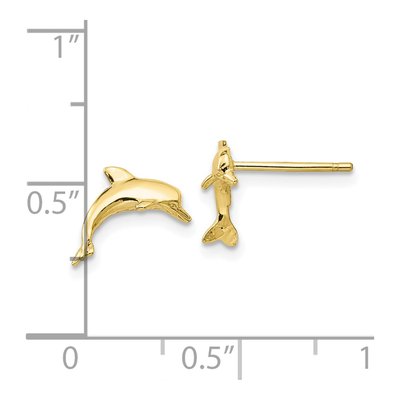 10K Yellow Gold Dolphin Stud Earrings – view 4