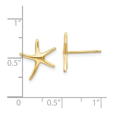 10K Yellow Gold Mini Starfish Stud Earrings – view 6