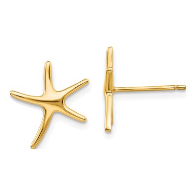 10K Yellow Gold Mini Starfish Stud Earrings