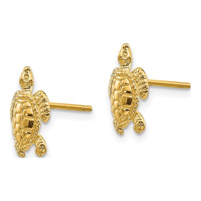 10K Yellow Gold Turtle Stud Earrings – view 3