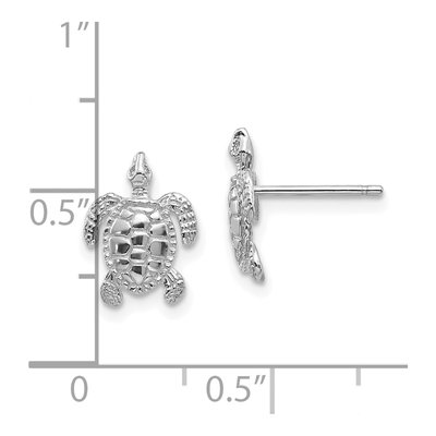 10K White Gold Turtle Stud Earrings – view 3