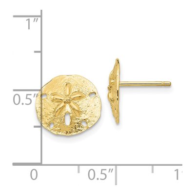 10K Yellow Gold Sand Dollar Stud Earrings – view 4