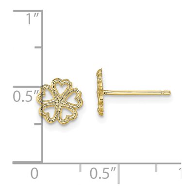 10K Yellow Gold Five Hearts Flower Button Stud Earrings – view 4