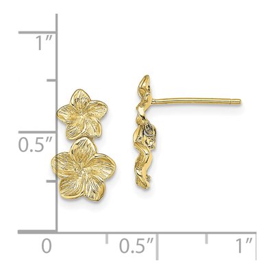 10K Yellow Gold Plumeria Flower Dangle Earrings – view 4