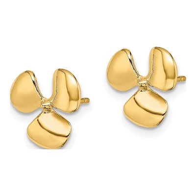 10K Yellow Gold Propeller Stud Earrings – view 3