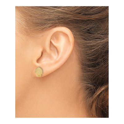 10K Yellow Gold Beaded Scallop Shell Stud Earrings – view 5