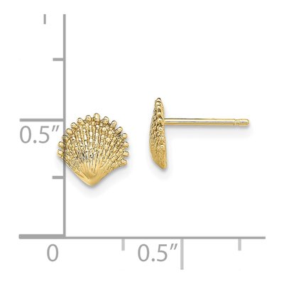 10K Yellow Gold Scallop Shell Stud Earrings – view 4