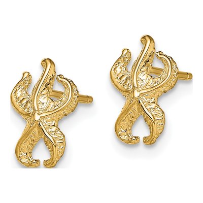 10K Yellow Gold Starfish Stud Earrings – view 3