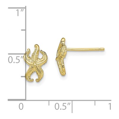 10K Yellow Gold Starfish Stud Earrings – view 4