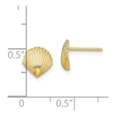 10K Yellow Gold Scallop Shell Stud Earrings – view 5