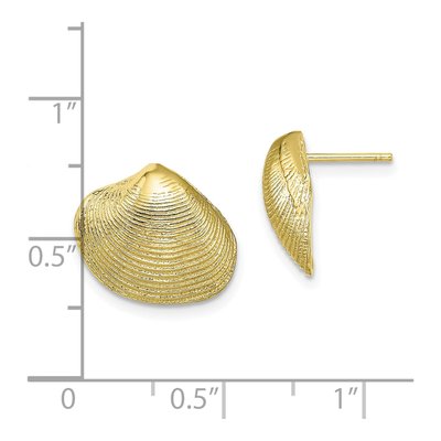 10K Yellow Gold Clam Shell Button Stud Earrings – view 4