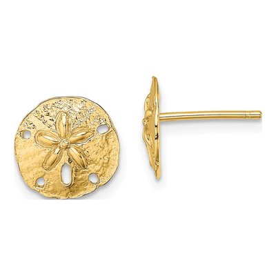 10K Yellow Gold Mini Sand Dollar Stud Earrings