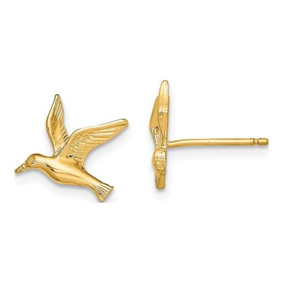 10K Yellow Gold Seagull Stud Earrings