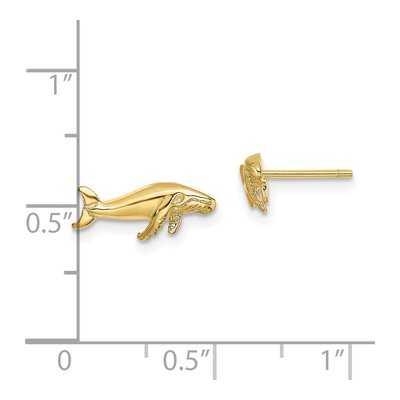 10K Yellow Gold Whale Stud Earrings – view 4