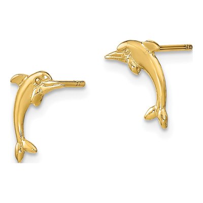10K Yellow Gold Dolphin Stud Earrings – view 3