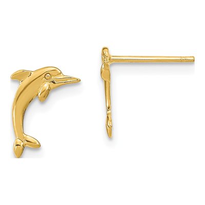 10K Yellow Gold Dolphin Stud Earrings