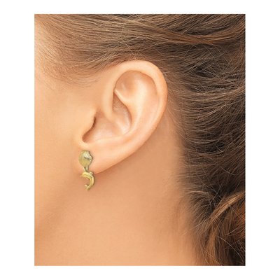 10K Yellow Gold Dolphin Scallop Shell Dangle Earrings – view 5