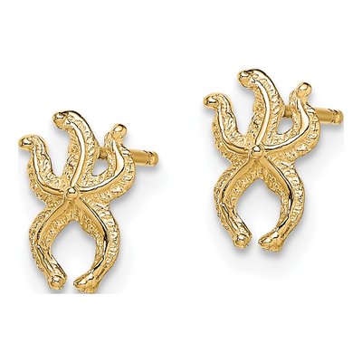 10K Yellow Gold Mini Starfish Stud Earrings – view 3