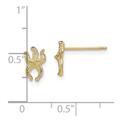 10K Yellow Gold Mini Starfish Stud Earrings – view 4