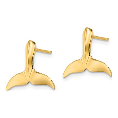 10K Yellow Gold Whale Tail Stud Earrings – view 3