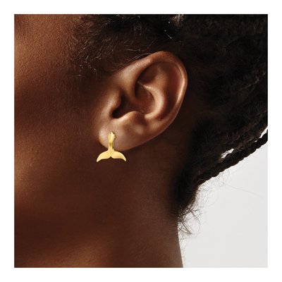 10K Yellow Gold Whale Tail Stud Earrings – view 5