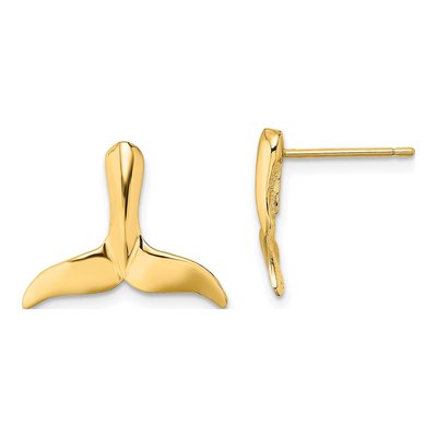 10K Yellow Gold Whale Tail Stud Earrings