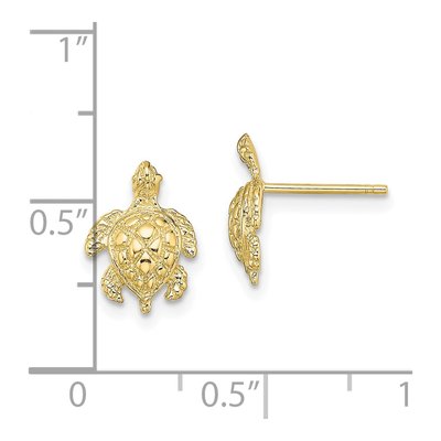 10K Yellow Gold Sea Turtle Stud Earrings – view 4