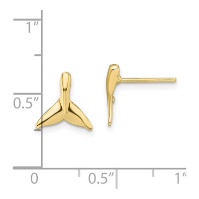10K Yellow Gold Mini Whale Tail Post Earrings – view 4