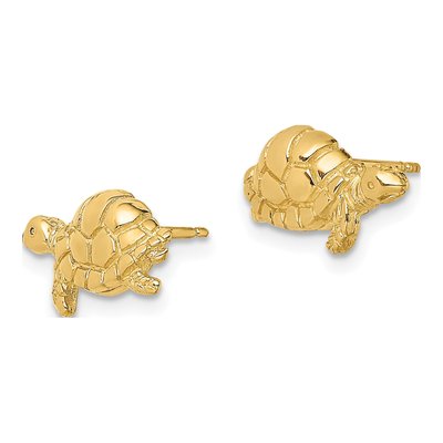 10K Yellow Gold Turtle Profile Stud Earrings – view 3