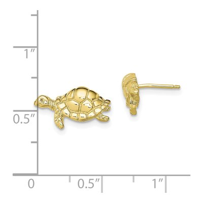 10K Yellow Gold Turtle Profile Stud Earrings – view 5