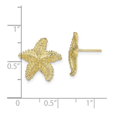 10K Yellow Gold Beaded Starfish Stud Earrings – view 4