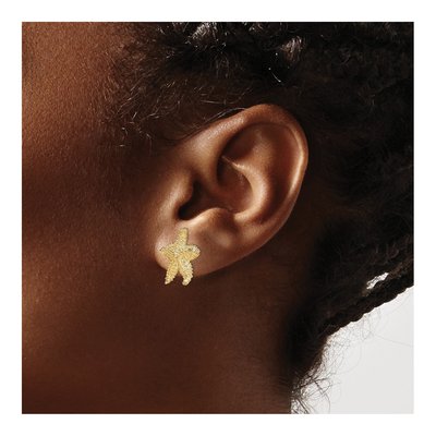 10K Yellow Gold Beaded Starfish Stud Earrings – view 5