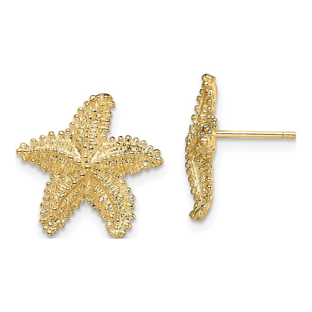 10K Yellow Gold Beaded Starfish Stud Earrings
