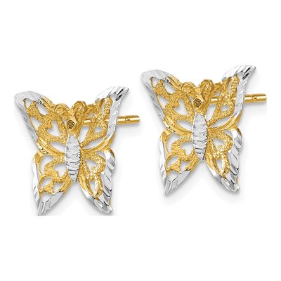 10K Yellow Gold Butterfly Stud Earrings – view 2