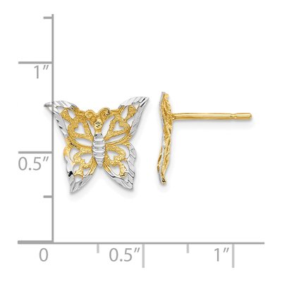 10K Yellow Gold Butterfly Stud Earrings – view 4
