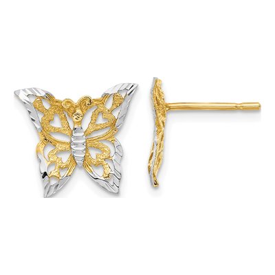 10K Yellow Gold Butterfly Stud Earrings