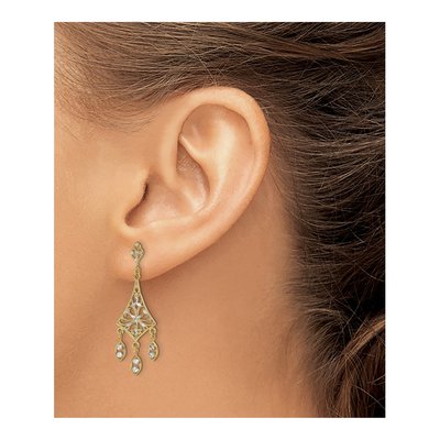 10K Yellow Gold Filigree Chandelier Earrings – view 5