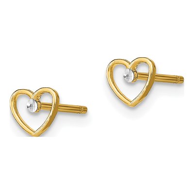 10K Yellow Gold Heart Stud Earrings – view 3