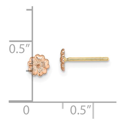 10K Rose Gold Tiny Flower Stud Earrings – view 3
