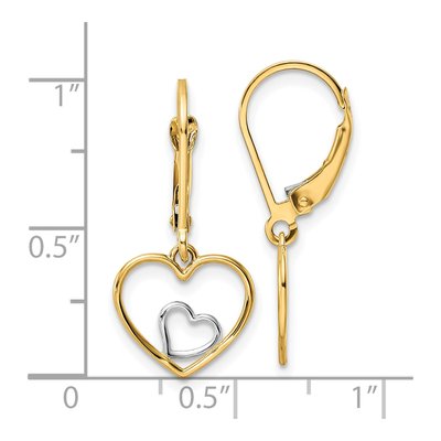 10K Yellow Gold Heart Leverback Earrings – view 5