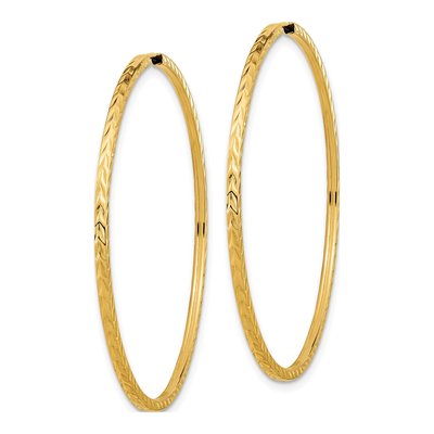10K Yellow Gold 45mm Diamond-Cut Endless Hoop Earrings – view 3