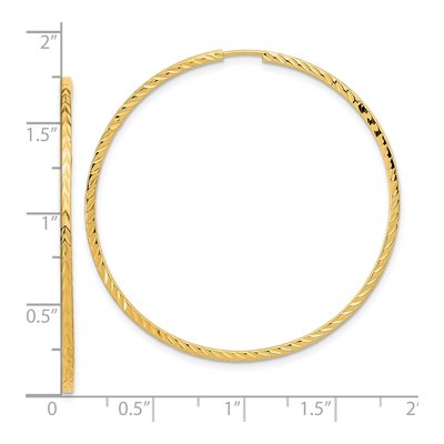 10K Yellow Gold 45mm Diamond-Cut Endless Hoop Earrings – view 5