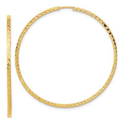 10K Yellow Gold 45mm Diamond-Cut Endless Hoop Earrings