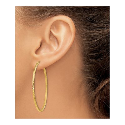 10K Yellow Gold 50mm Diamond-Cut Endless Hoop Earrings – view 4