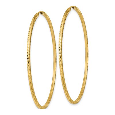 10K Yellow Gold 55mm Diamond-Cut Endless Hoop Earrings – view 3