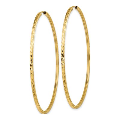 10K Yellow Gold 60mm Diamond-Cut Endless Hoop Earrings – view 3