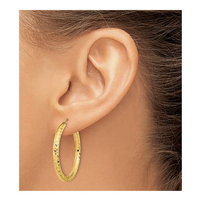 10K Yellow Gold 30mm Endless Hoop Earrings – view 4